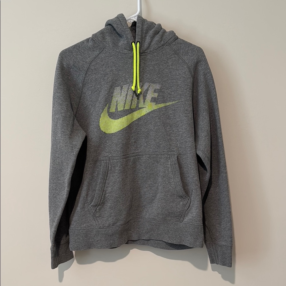 Kids Nike Charcoal Hoodie with Lime Details